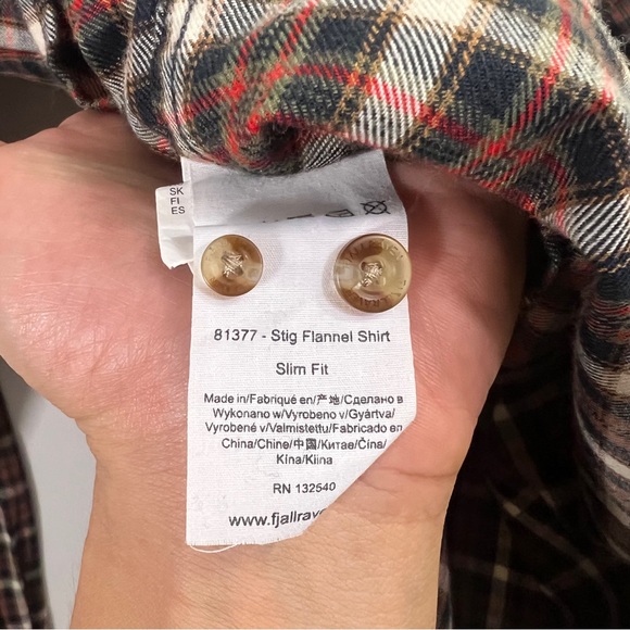 Fjallraven Stig Flannel Shirt Long Sleeve Button Up Men’s Medium Slim Fit Plaid - Picture 10 of 10